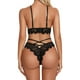 thumbnail image 5 of VISgogo Conjunto de lencería de mujer de 2 piezas, sujetador push-up transparente de ganchillo + panty de tiras de cintura media para novia, esposa, 4 colores VISgogo moda, 5 of 6