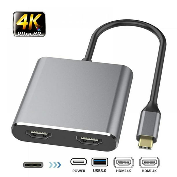 tusind Underlegen at lege USB 3.0 to Dual HDMI Adapter - 1x 4K 60Hz & 1x 1080p - External Video &  Graphics Card - USB Type-C to HDMI Dual Monitor Display Adapter - Walmart .com
