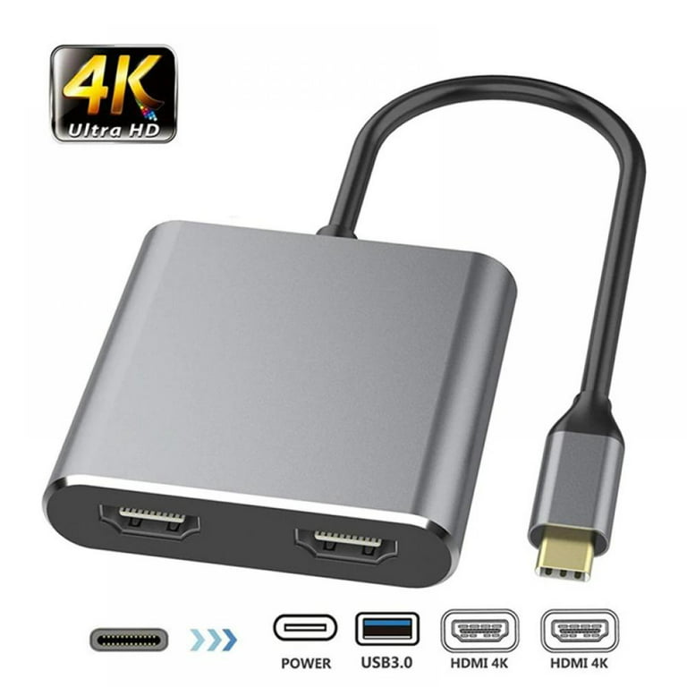 USB C to Dual HDMI Adapter Multi Monitor 4K 60Hz - USB-C to Dual Port HDMI  Converter Type C to HDMI Converter for MacBook Pro Air M1/M2, LenovoYoga