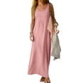 thumbnail image 5 of Women's Sleeveless Maxi Slip Dress, Modal Nightgown Dress for Women, Relaxed Fit Long Sleep Dress, Loungewear and Beach Cover Up-Pink, 5 of 10