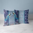 thumbnail image 4 of Enchanted Peacock Indoor/Outdoor Pillow with Removable Cover in Indigo 16x16, 4 of 7