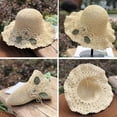 thumbnail image 4 of YAYUBA Crochet Straw Hat With Ruffle Detail Crochet Hats for Women Summer Beach Hand Woven Sun Hat,Beige, 4 of 8
