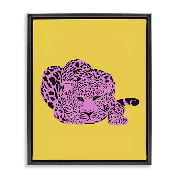 Stupell Industries Modern Pop Style Leopard Black Floating Frame Canvas Art, 17 x 21, by House of Lulu