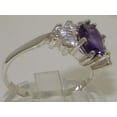 thumbnail image 3 of LBG 925 Sterling Silver Cubic Zirconia and Real Genuine Amethyst Womens Band Ring - Size 10, 3 of 5
