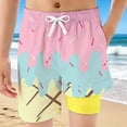 thumbnail image 2 of JIAHONG Ice Cream Shorts Boys Swim Trunks Summer Ice Cream Baseball Swim Shorts Quick Dry Bathing Suit with Compression Liner,Pink,2-3 Years, 2 of 3