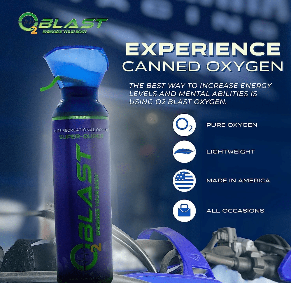 O2 Blast“ Pure Oxygen for Energy, Recovery & Performance - 10-Liter Can with Custom Breathing Mask, Pack of 5