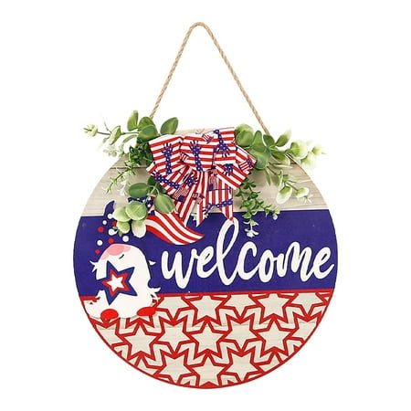 

Independence Day Welcome Signs Patriotic Wooden Hanging Door Decoration July 4 Wooden Wreaths Presidents Day Labor Day Outdoor Farmhouse Porch Front Door Decoration Front Door Garland Hanger Home Wall