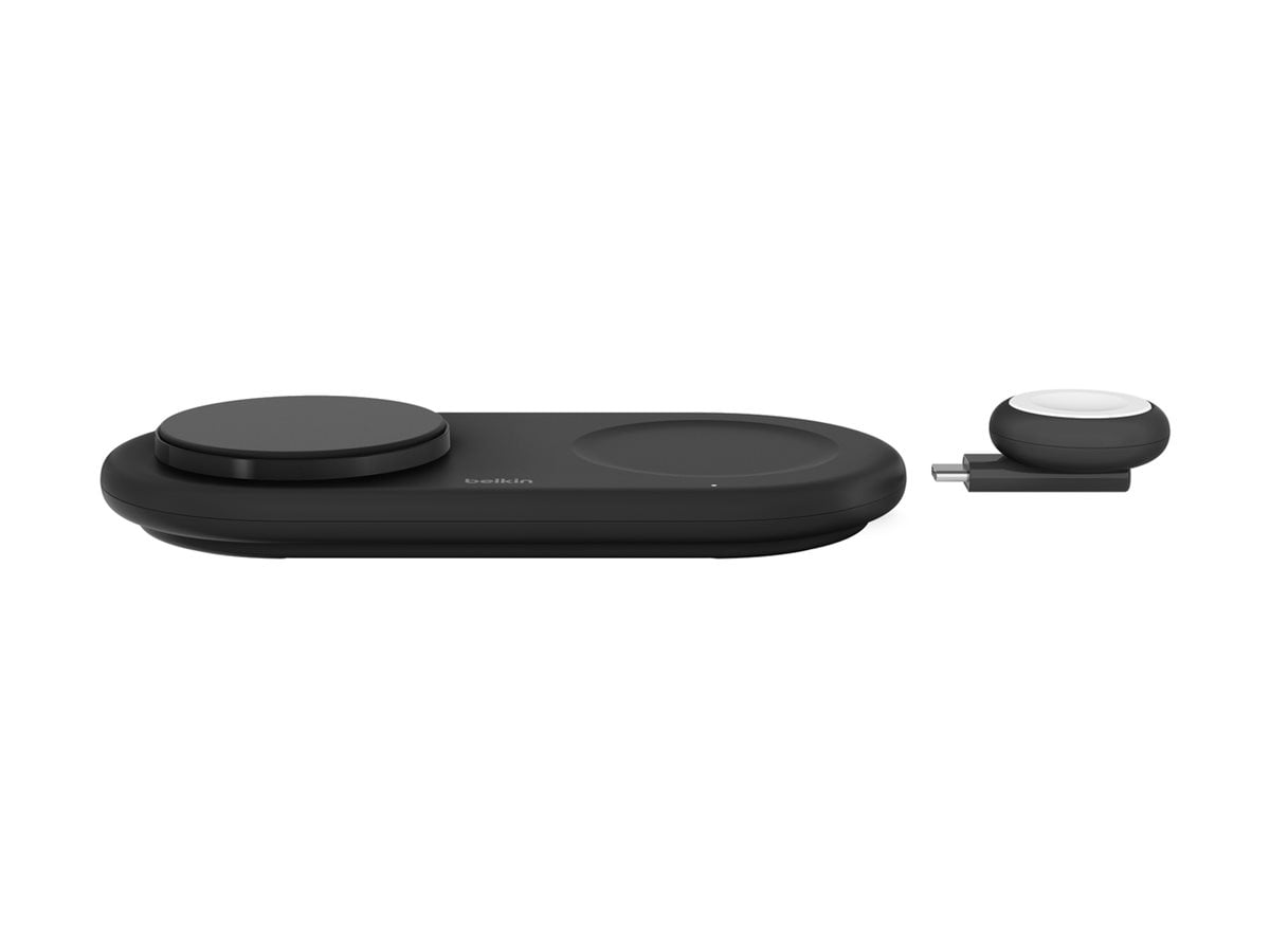Belkin BoostCharge Pro 3-in-1 MagSafe-Compatible Wireless Charging Pad with Qi2 15W, Fast Charging iPhone Charger, Compatible with iPhone 15, 14, and 13 Series, AirPods, Apple Watch, & More - Black