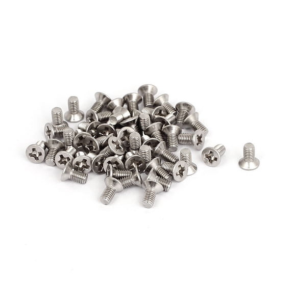 Uxcell M3 x 6mm Phillips Flat Head Metric Machine Screws 50Pcs