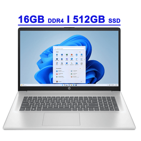 HP 17 Premium Business Laptop 17.3" FHD IPS AMD Hexa-core Ryzen 5 7430U 16GB DDR4 512GB SSD USB-C Fast Charge Long-Lasting Battery Win11