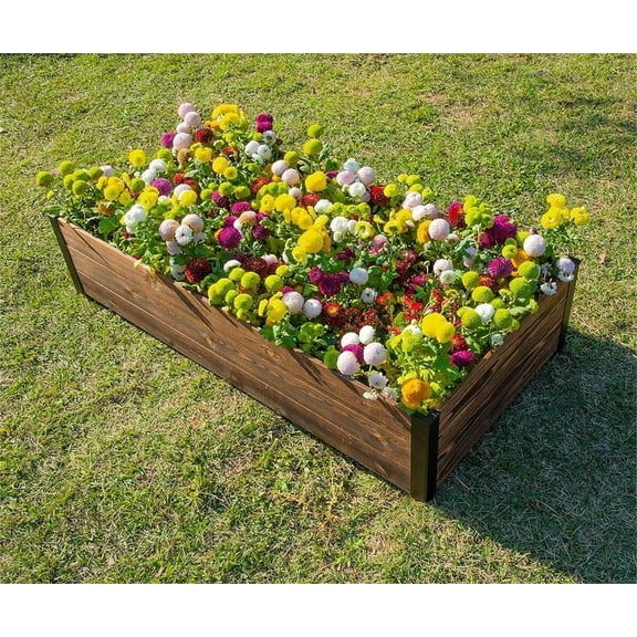 Wood Raised Garden Bed Outdoor Planter Box Grow Vegetable/Flower Box 26x13x6 in