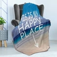 thumbnail image 4 of Saying Soft Flannel Fleece Throw Blanket, This is My Happy Place Typography on Ocean Horizon with Sky and Sandy Beach Print, Cozy Plush for Indoor and Outdoor Use, 50" x 60", Multicolor, by Ambesonne, 4 of 5