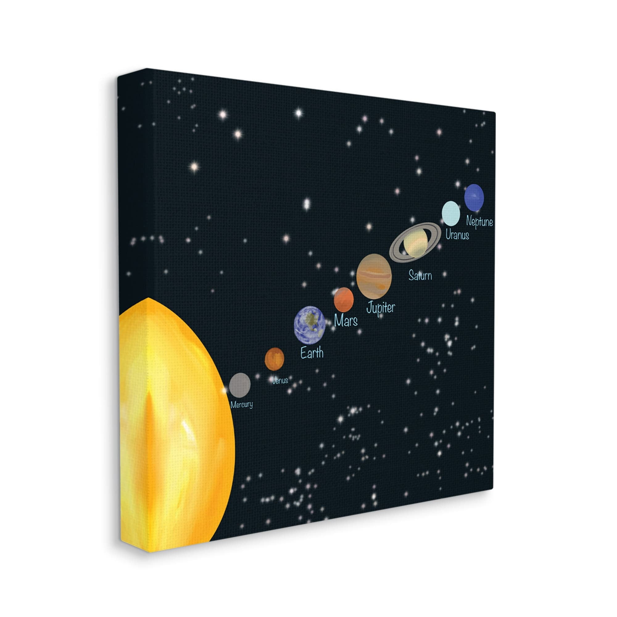Stupell Industries Educational Chart of Planets in Solar System,30 x 30,Designed by Ashley Singleton