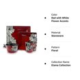 thumbnail image 2 of Elama Colecci&oacute;n de vajilla de gres, 16 piezas, rojo con detalles de flores blancas, 2 of 5