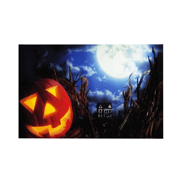 Decoraciones de la Puerta de Halloween Terrible Cráneo Impresión Alfombra de Piso, Alfombra de Entrada de la Puerta de Halloween Alfombra de Poliéster Antideslizante 40x60cm para la Decoración de la F