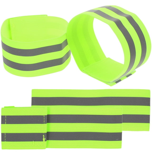 STRANDCHIC 4Pcs Lightweight Green Reflective Straps for Night Running Cycling Walking Safety Use