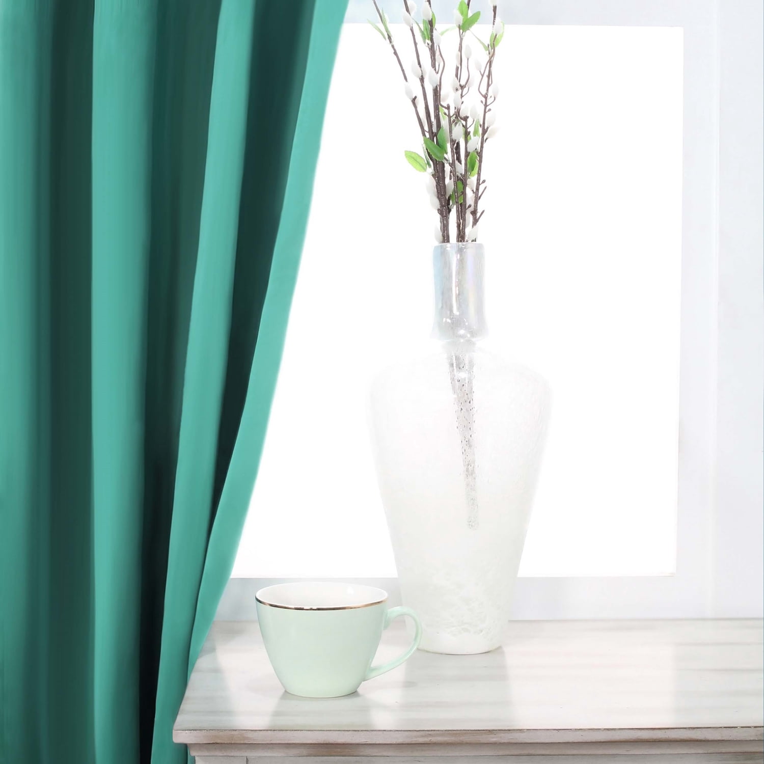 Superior Solid Blackout Curtain Set of 4, 52" x 84", Cerulean Blue