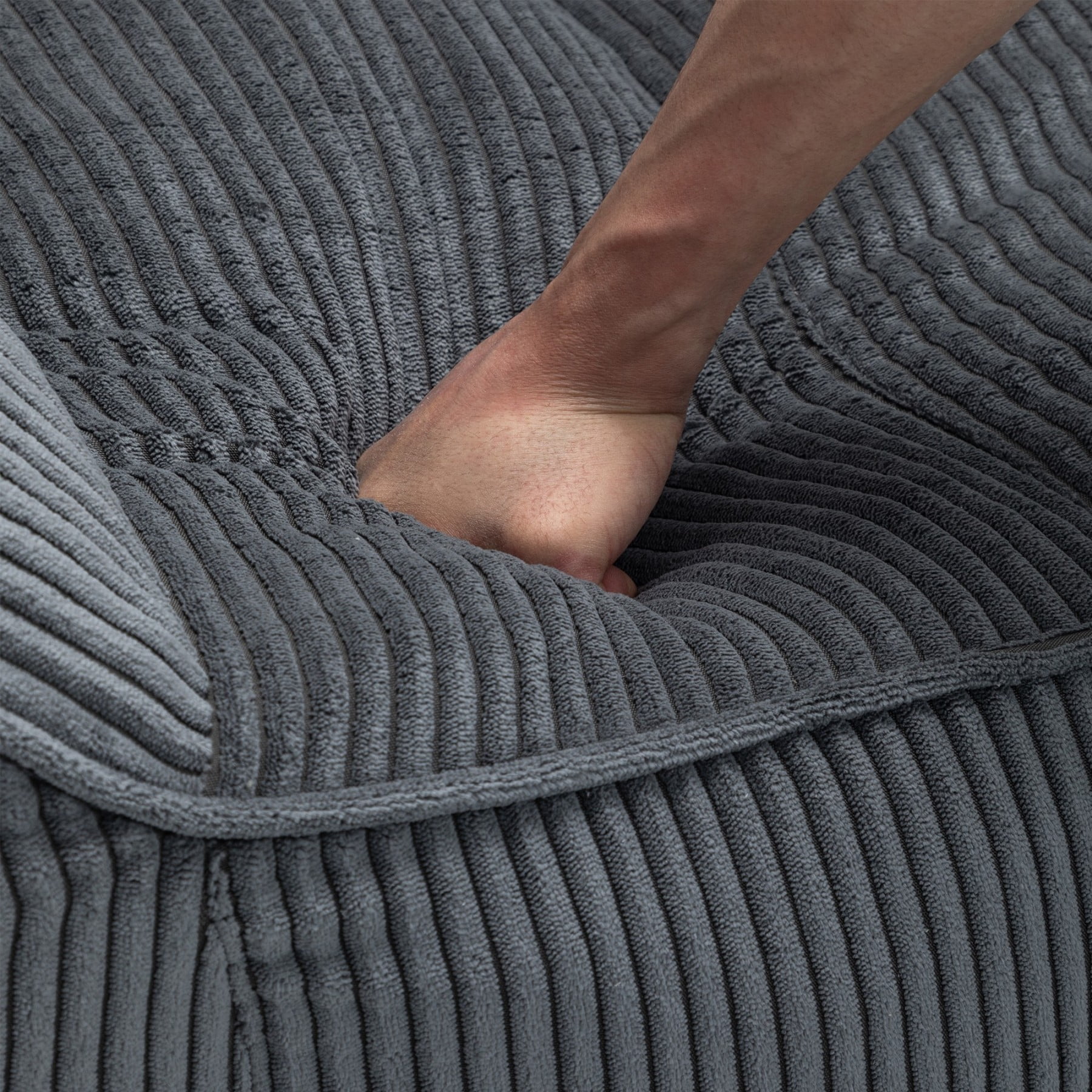 Giant Bean Bag Chair Sofa for Adults & Teens, Corduroy Bean Bag Couch with Armrests & Filler Included, Dark Gray