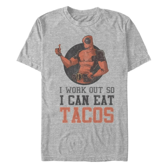 Men's Marvel: Deadpool I Work Out for Tacos Graphic T-Shirt