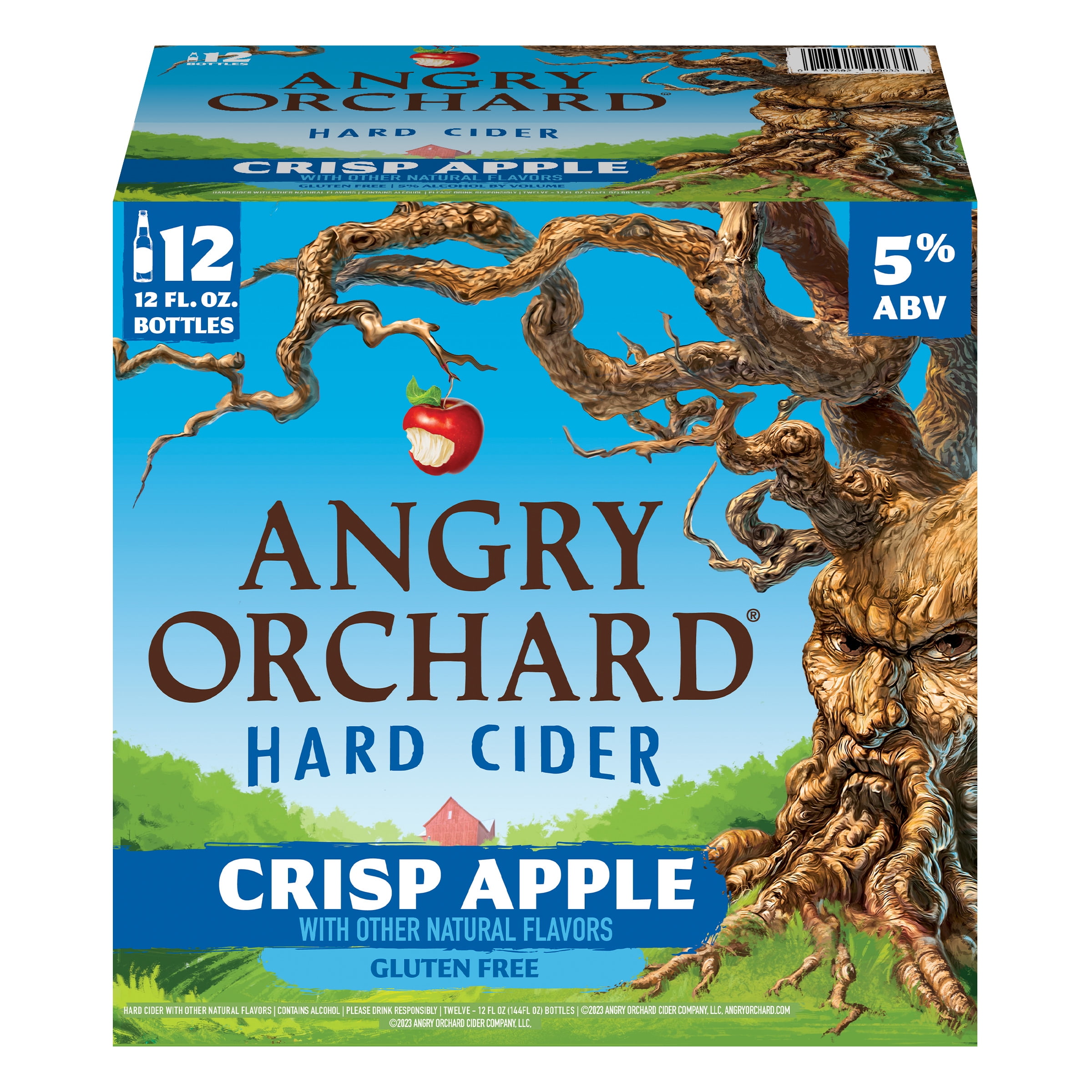 Angry Orchard Crisp Apple Hard Cider, 12 Pack, 12 fl oz Glass Bottles, 5% ABV