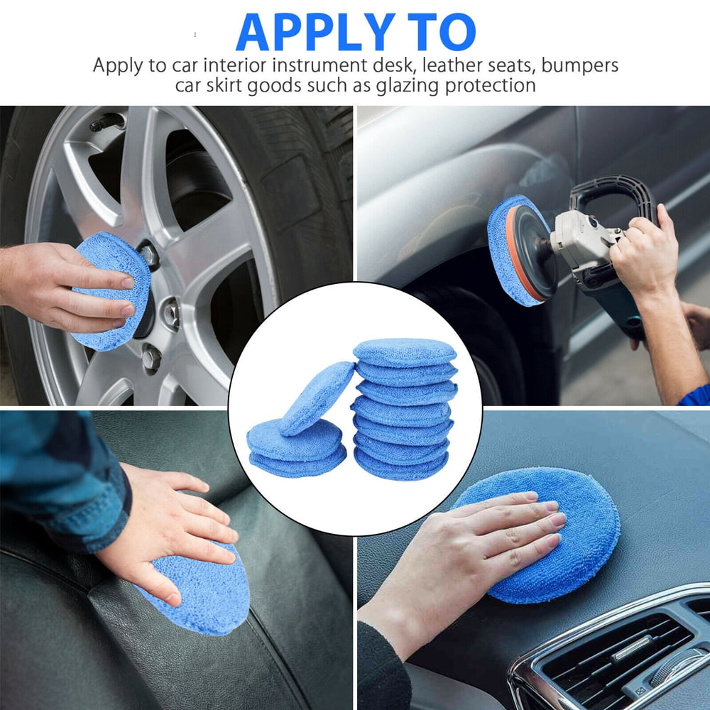 50 Pcs Car Wax Microfiber Applicator Pads Auto Wash Soft Foam Sponge for  Cars Buffing Detailing Cleaning (5.12 Diameter, Yellow Green Blue Light