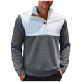 thumbnail image 2 of Mens Button Mock Neck Sweatshirts Long Sleeve Shirts Casual Color Block Checkered Pullover Breathable Basic Athletic Workout Sweatshirt Tops, 2 of 8