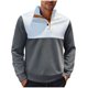 thumbnail image 2 of pstuiky hombres de manga larga, Blusa informal y moderna de color liso con botones, manga larga y cuello alto para hombre Tops de talla grande para hombre s, 2 of 9
