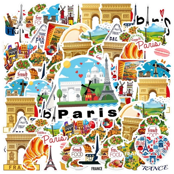 35pcs Vintage Stationery Stickers Paris Teacher Reward Sticker Food DIY Stickers for Luggage Laptop Phone