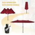thumbnail image 5 of 15Ft Twin Patio Market Umbrella, Foldable Deck Patio Table Umbrella w/Crank, Durable Polyester Double-Sided Rain Shelter, Rectangular Sunscreen Beach Sun Shade Tent for Garden, Lawn, Backyard, S8652, 5 of 7