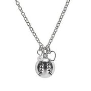 GIMMEDAT Softball Heart Silver Necklace Jewelry Player Women Girl Fan Mom Gift