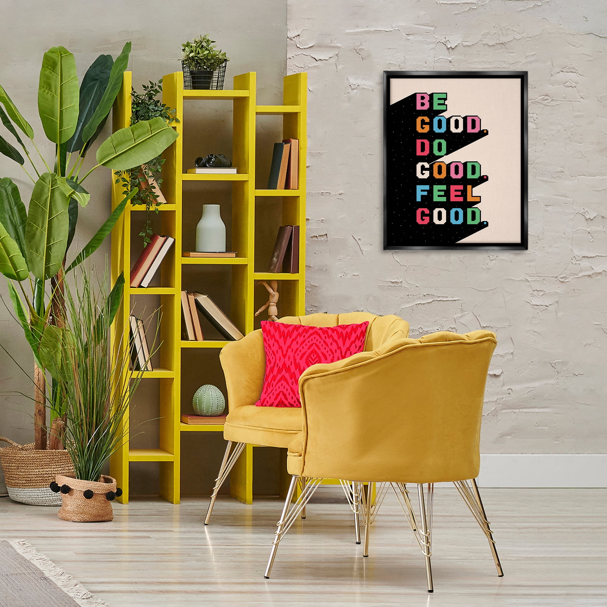 Stupell Industries Be Do & Feel Good Text & Numbers Painting Black Floater Framed Canvas Art Print Wall Art, 17 x 21