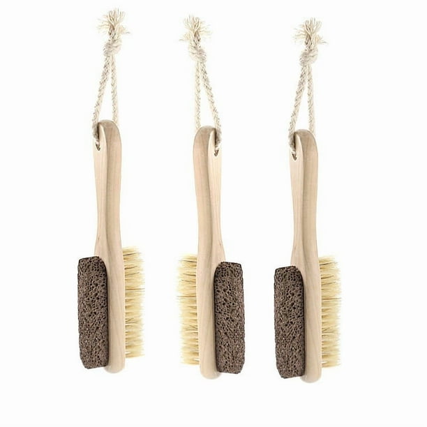 Cepillo de cerdas de doble cara para pies sin piedra volcánica, cepillo de madera, cepillo de limpieza, masaje, cuidado.
