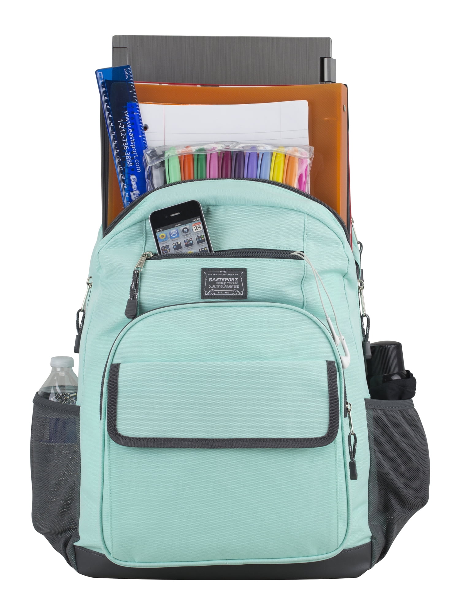 Eastsport Unisex Everyday Tech Backpack, Mint Gray