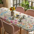 thumbnail image 3 of Colorful Floral Table Cloths for 8 Foot Rectangle Tables, Farmhouse Country Dragonfly Butterfly Flower Patio Waterproof Elastic Fitted Tablecloths, Washable Rectangular Table Cover for Camping, 3 of 8