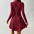 thumbnail image 6 of Women's Sweater Dress 2025 Fall Lightweight Long Sleeve Mock Neck A Line Fit and Flare  Knit Short Dresses, 6 of 11