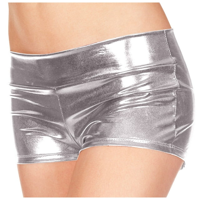 PMUYBHF Metallic Rave Booty Dance Shorts Imitation Light Women Short Underwear 11851 L
