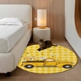 thumbnail image 2 of Round Rug 4Ft Washable Non-Slip, Farmhouse Truck Circle Area Rugs for Living Room Bedroom, Country Bee Daisy Yellow Buffalo Lattices Indoor Floor Mats Carpet Runner for Home Decor Aesthetic, 2 of 8