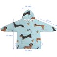 thumbnail image 7 of Dachshund Footprint Bone Blanket Hoodies for Kids 6-13YR Oversize Wearable Blanket Hoodies for Boys Girls Teens, 7 of 7