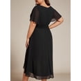 thumbnail image 2 of Vestido de cóctel Ever-Pretty Plus negro con volantes de chifón y cuello en V, 2 of 6