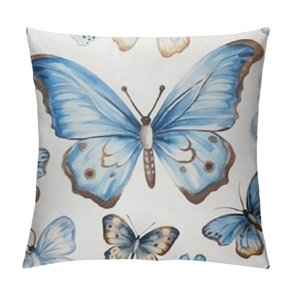 Pillowcase Simple Blue White Butterfly King  Pillow Cover Protector Pillow Sham Pillow Case with Zipper  for Long Throw Pillow