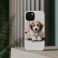 thumbnail image 4 of DistinctInk Tough Case for Apple iPhone 15 (6.1" Screen), Compatible with MagSafe Charging - Valentine's Day Pyrenean Shepherd Puppy, 4 of 6