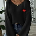 thumbnail image 4 of Brglopf Women's Sweaters Love Heart Embroidery V-Neck Knitted Pullover Tops Loose Fitted Casual Long Sleeve Sweaters, 4 of 6