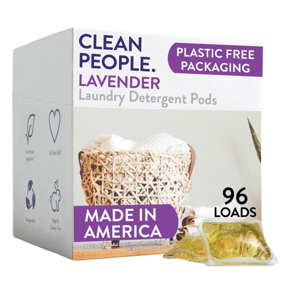 Clean People Laundry Detergent Pods - Clean Ingredients, Ultra-Concentrated - Lavender, 96 Pack