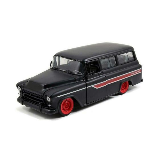 1957 Chevy Suburban, Primer Black - Jada Toys 97686/4 - 1/24 scale Diecast Model Toy Car