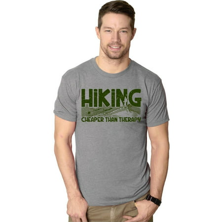 Crazy Dog T-shirts Mens Hiking Cheaper Than Therapy Funny Camping Summer T shirt