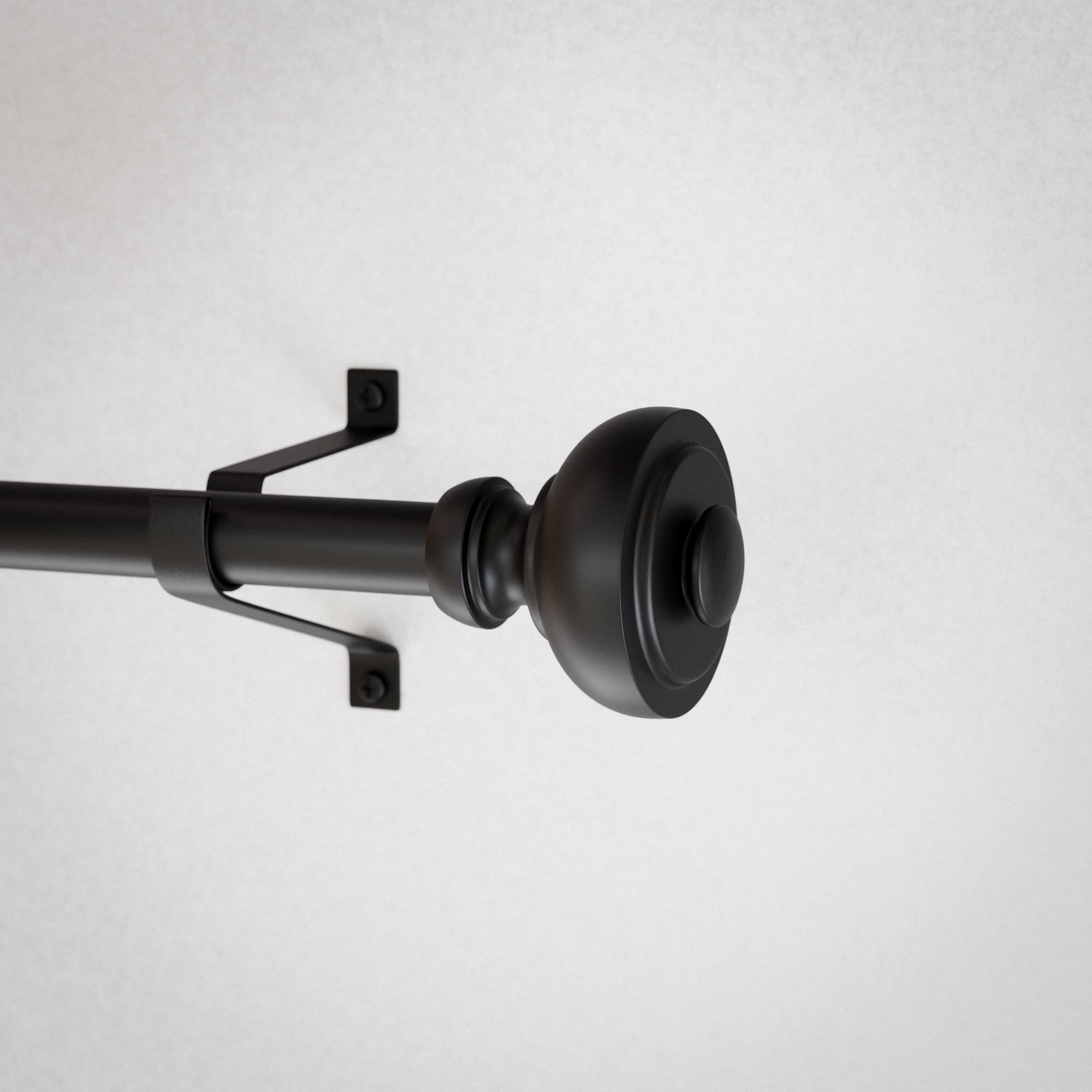 Mainstays 3/4" Black Cameron Urn Adjustable Single Curtain Rod Set, 30"-84"