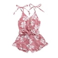 thumbnail image 1 of ITFABS Kid Girls Summer Sleeveless Romper V Neck Button Lace-up Print Jumpsuit, 1 of 8