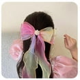 thumbnail image 5 of HHBEAUTY Gradient Color Mesh Bow Hair Clip - Headpiece for Girls with Braided Hair, Flower Embellishment, Streamer, and Tassel Hairpin, 5 of 9