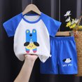 thumbnail image 2 of mgoYE Toddler Girl Summer Clothes Baby Boy Summer Outfit Cartoon Embroidery T-Shirt + Shorts 2Pcs Back to School Clothes|Blue 5-6 Years, 2 of 4