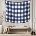 thumbnail image 5 of Navy Blue Check Tapestry for Bedroom Wall Hanging Tapestry, Farmhouse Buffalo Plaid Blue Ceiling Backdrop Tapestries Poster Blanket Wall Decor for Teens Room Living Room Dorm 39" x 59", 5 of 8